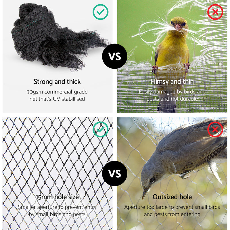 Instahut 10 x 10m Anti Bird Net Netting - Black - Sale Now