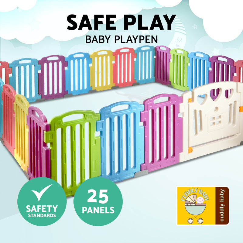 Cuddly Baby 25-Panel Plastic Baby Playpen Interactive Kids Safety Gate - Sale Now