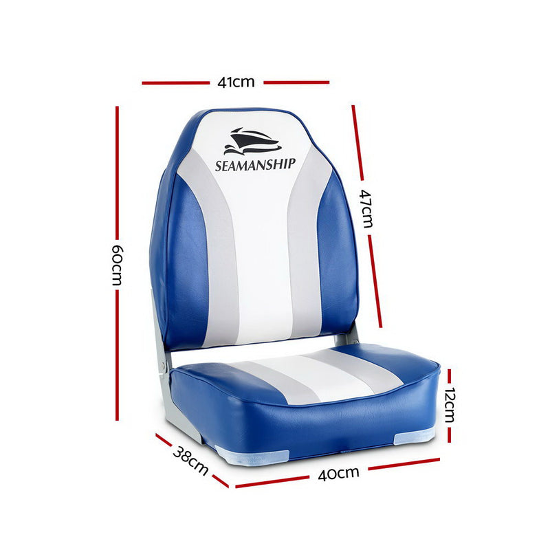 Seamanship 2X Folding Boat Seats Seat Marine Seating Set All Weather Swivels - Sale Now