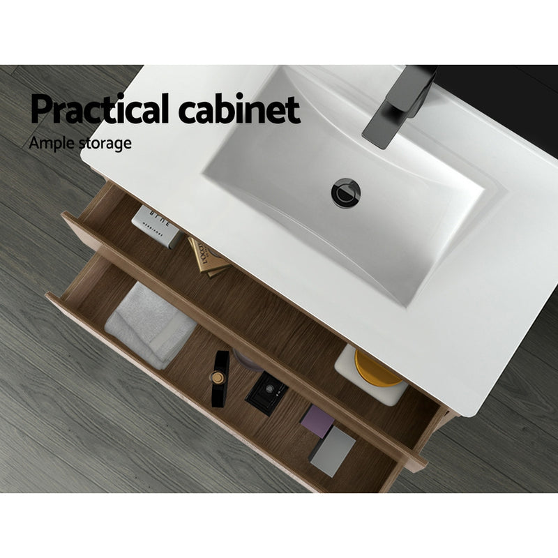 Cefito 900mm Bathroom Vanity Cabinet Wash Basin Unit Sink Storage Wall Mounted Oak White - Sale Now