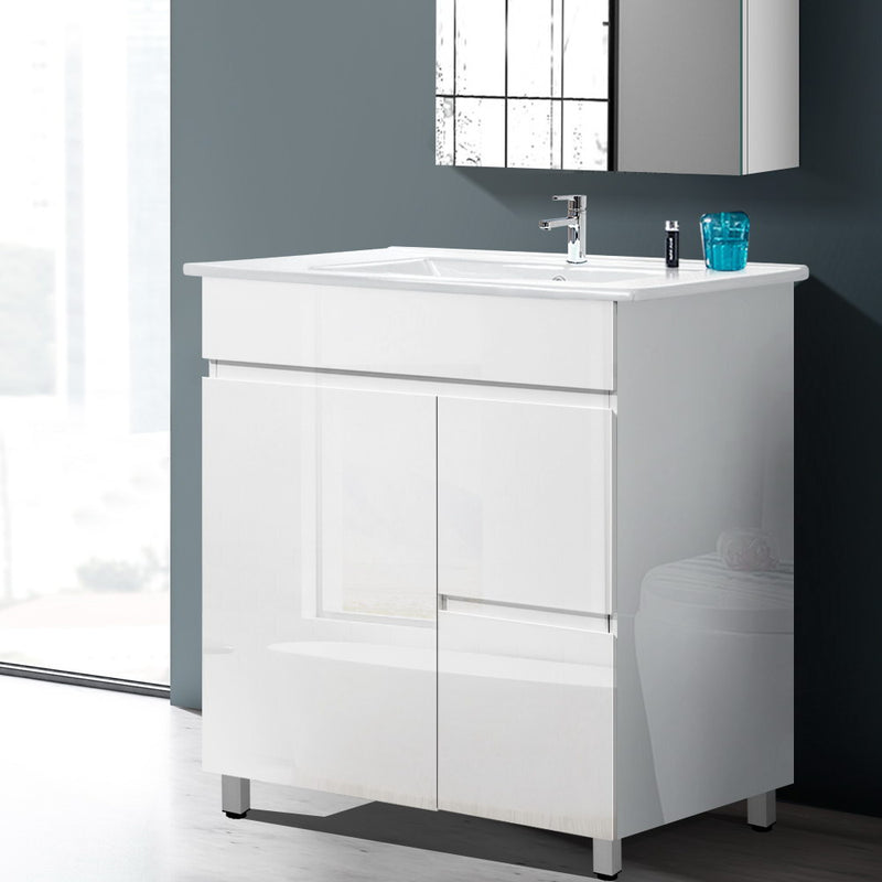 Cefito 750mm Bathroom Vanity Cabinet Unit Wash Basin Sink Storage Freestanding White - Sale Now