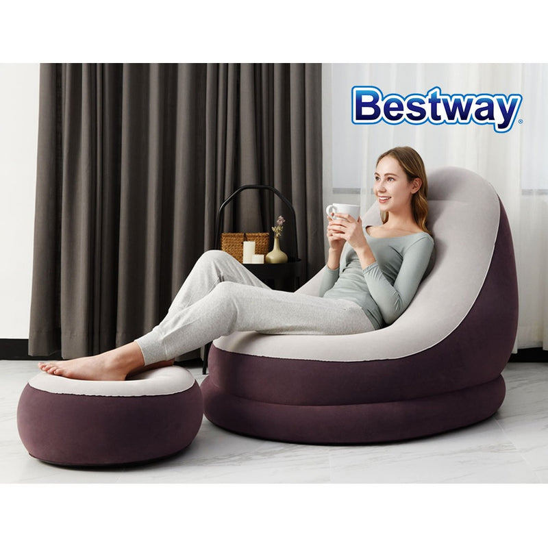 Bestway Inflatable Air Chair Seat Couch Lazy Sofa Lounge Blow Up Ottoman - Sale Now