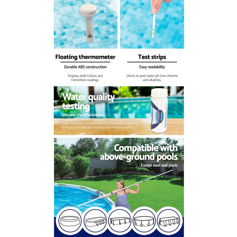 Bestway Swimming Pool Cleaner Set Vacuum Maintenance Kit/Floater/Thermometer - Sale Now