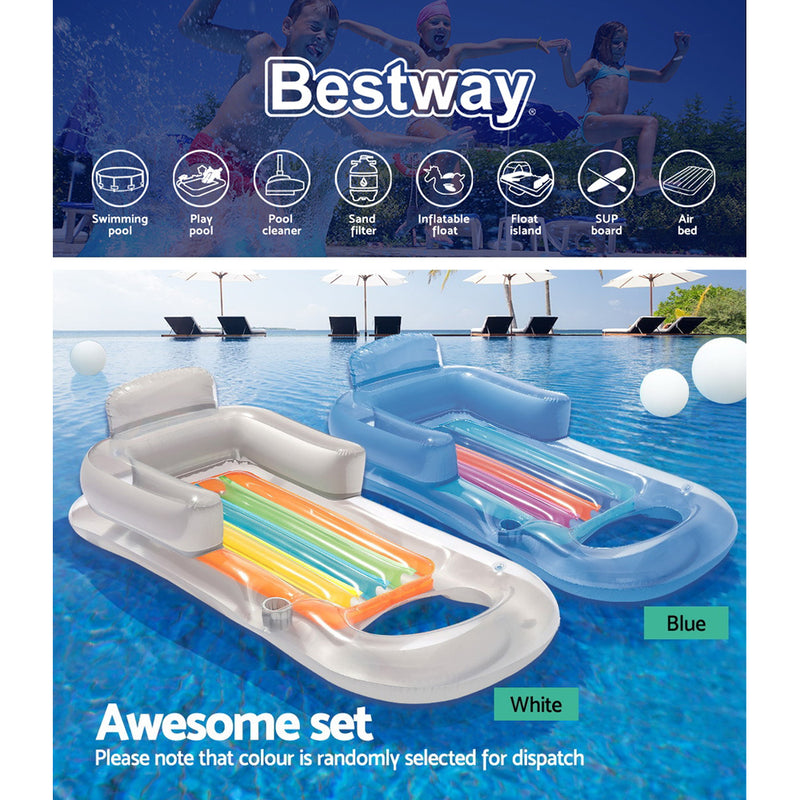 Bestway Durable Inflatable Sun Lounger Pool Air-Bed Seat/Chair Lilo Float Toy - Sale Now