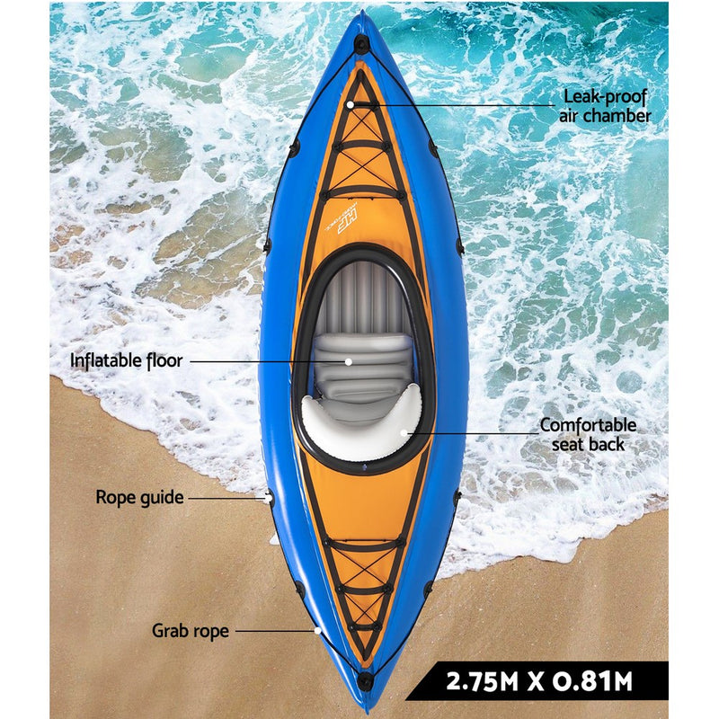Bestway Inflatable Kayak Kayaks Fishing Boat Canoe Raft Koracle 275cm x 81cm - Sale Now