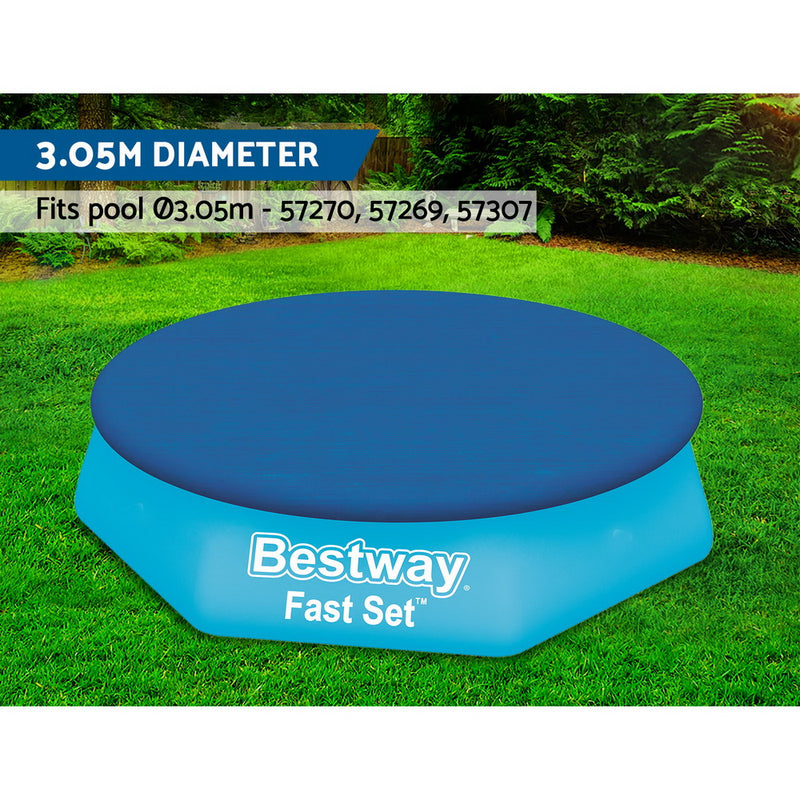 Bestway 3.05m Swimming Pool Cover For Above Ground Pools Cover LeafStop - Sale Now