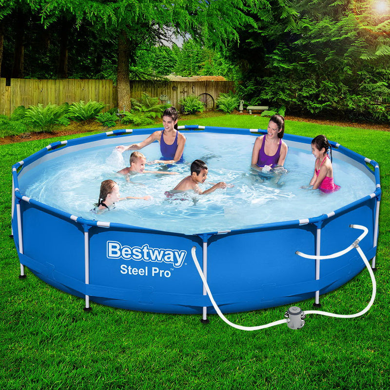 Bestway Swimming Pool Above Ground Pools Filter Pump 3.66M Power Steel Frame - Sale Now