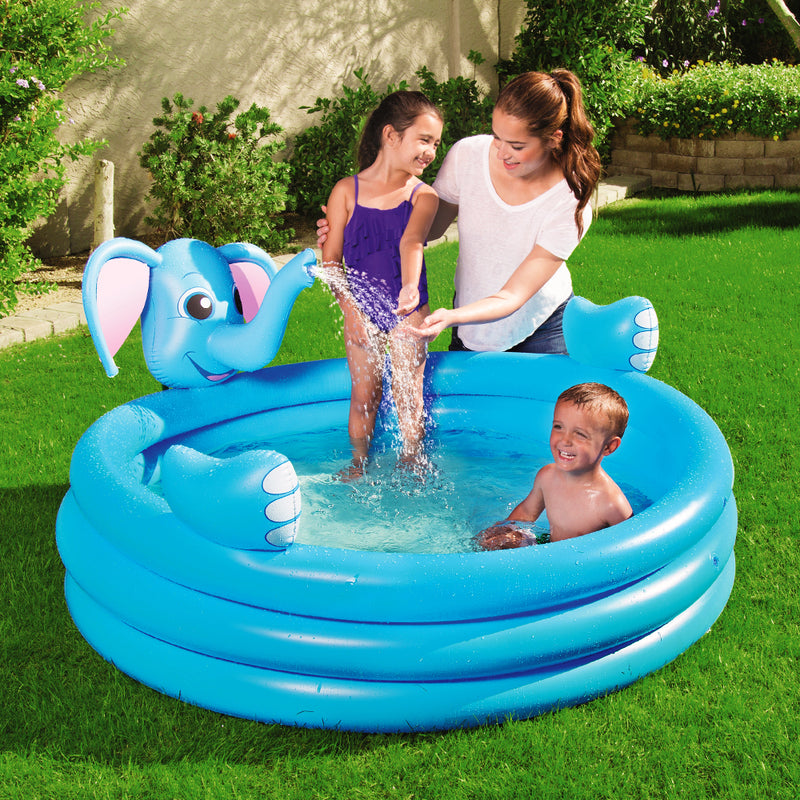 Bestway Inflatable Kids Play Pool 3 Ring Elephant Spray Splash Pools Game Toy - Sale Now