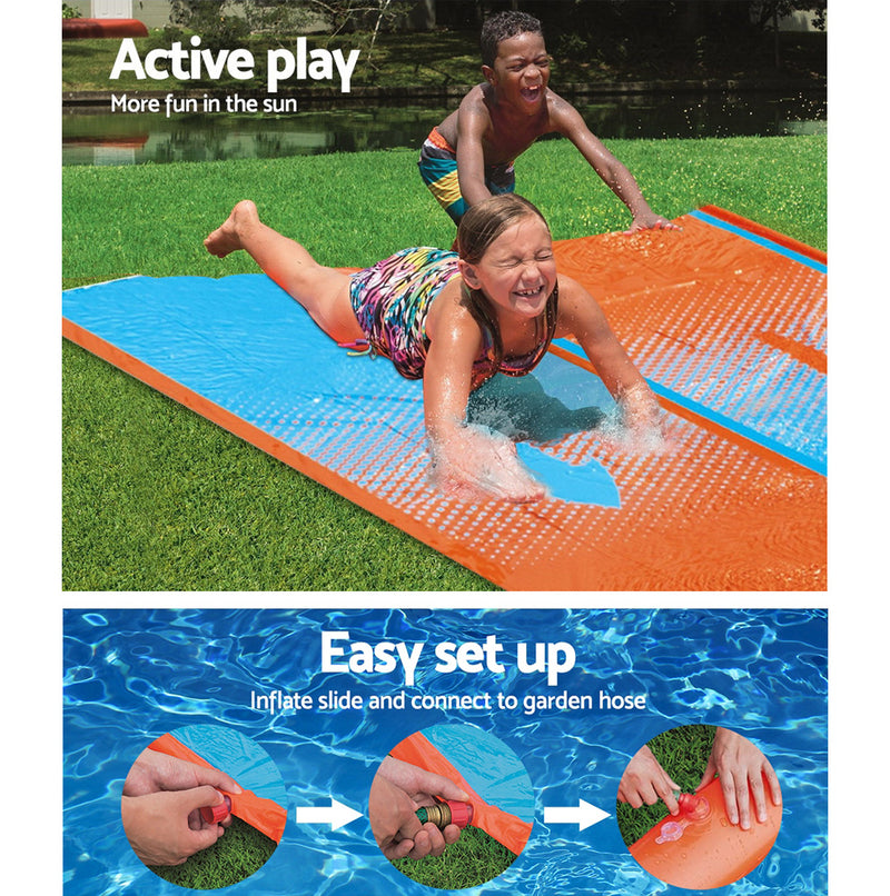 Bestway Inflatable Water Slip Slide Double Kids Splash Toy Outdoor Play 4.88M - Sale Now