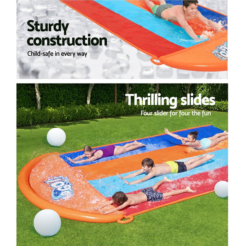 Bestway Water Slip And Slide Kids Inflatable Splash Toy Quadruple 4.88M - Sale Now