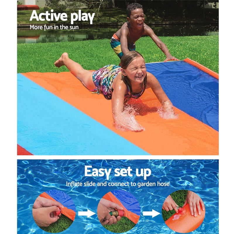 Bestway Water Slip And Slide Kids Inflatable Splash Toy Quadruple 4.88M - Sale Now