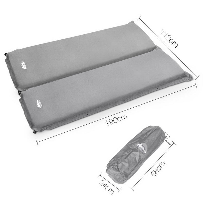 Weisshorn Self Inflating Mattress Camping Sleeping Mat Air Bed Pad Double Grey 10CM Thick - Sale Now