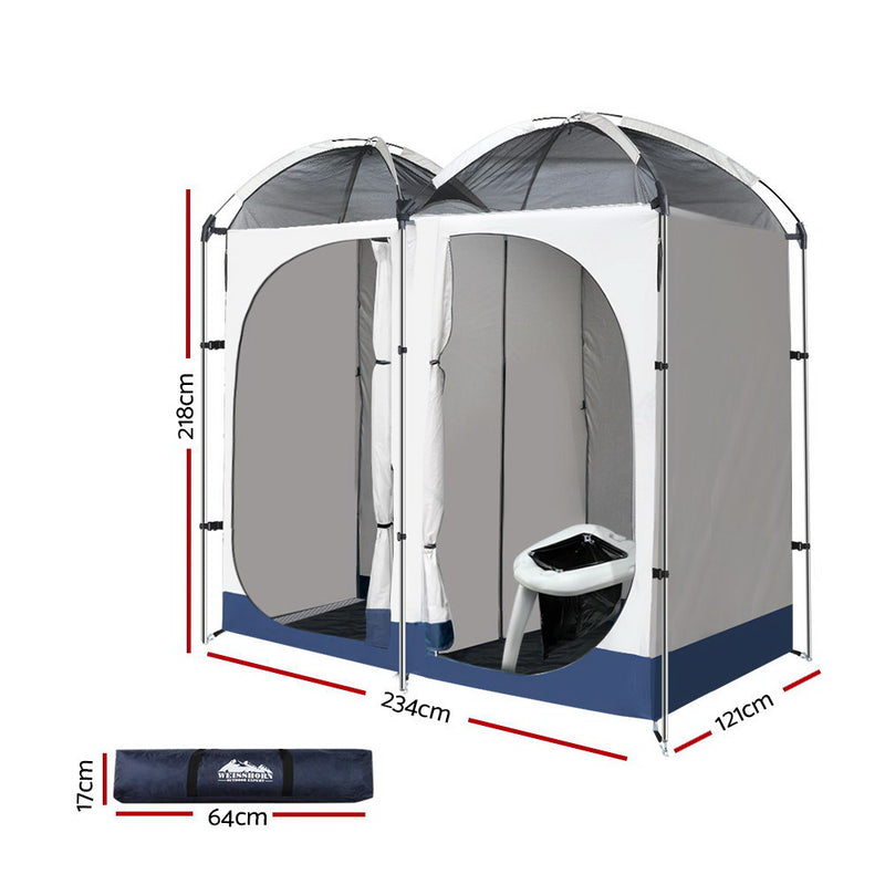 Weisshorn Double Camping Shower Tent Portable Toilet Outdoor Change Room Ensuite - Sale Now