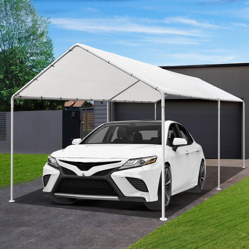 Carports 3m x6m Carport Kits Gazebo Canopy Tent Cover Metal Garden Shed White - Sale Now
