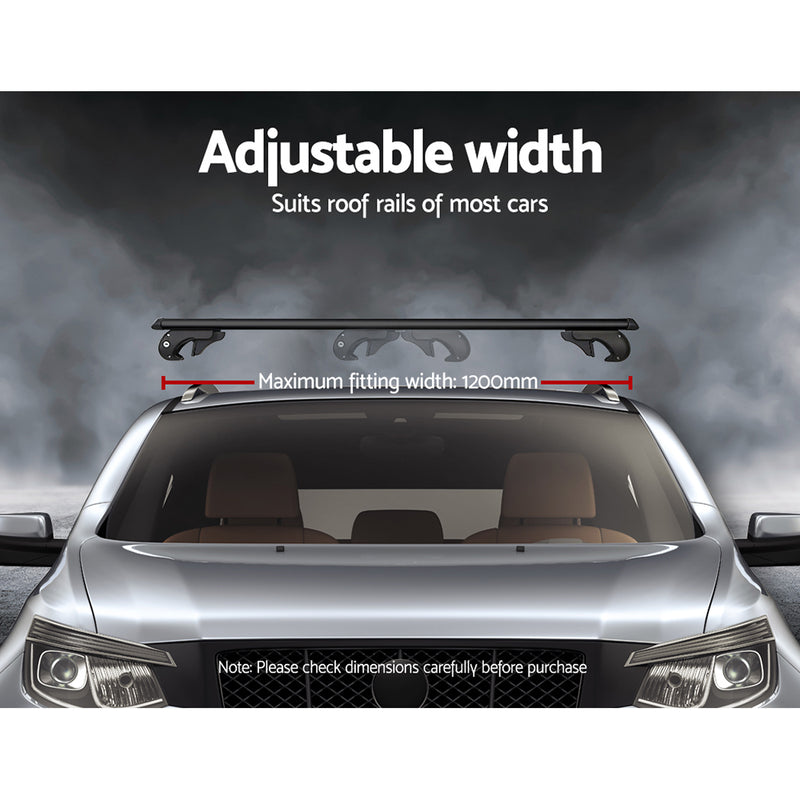 Universal Car Roof Rack 1200mm Cross Bars Aluminium Black Adjustable  Car 90kgs load Carrier - Sale Now
