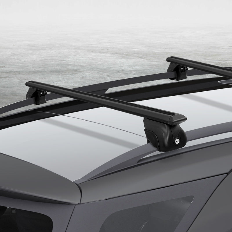 Universal Car Roof Rack Aluminium Cross Bars Adjustable 135cm Black Upgraded Holder Adjustable Car 90kgs load Carrier - Sale Now