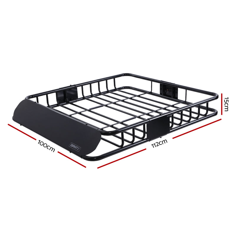 Giantz Universal Roof Rack Basket Car Luggage Carrier Steel Vehicle Cargo 112cm - Sale Now
