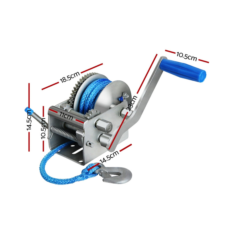 Giantz 3 Speed Hand Winch Synthetic Rope - Sale Now