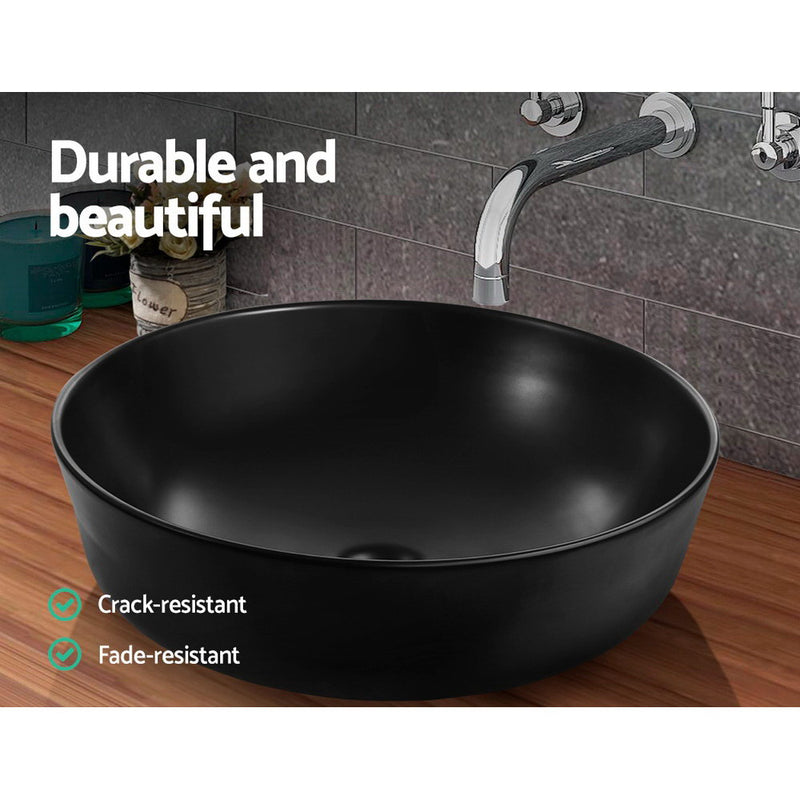Cefito Ceramic Bathroom Basin Sink Vanity Bowl Above Counter Basins Matte Black - Sale Now