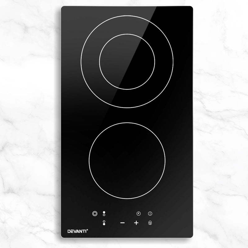 Devanti Electric Ceramic Cooktop 30cm Kitchen Cooker Cook Top Hob Touch Control 3-Zones - Sale Now