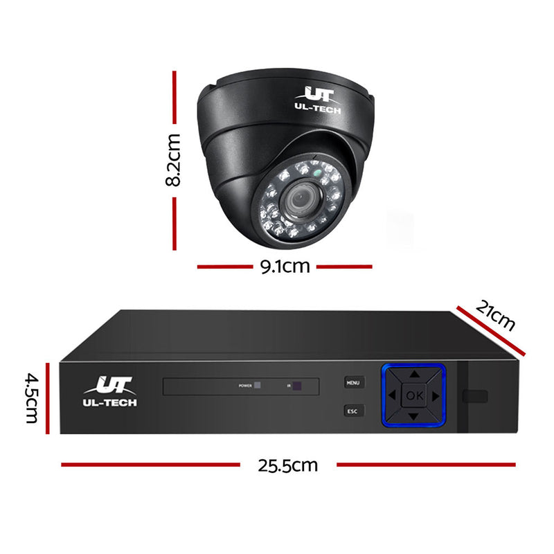 UL-tech CCTV Camera Security System 4CH 2 Dome Camera DVR HD 1080P IP Kit Day Night - Sale Now
