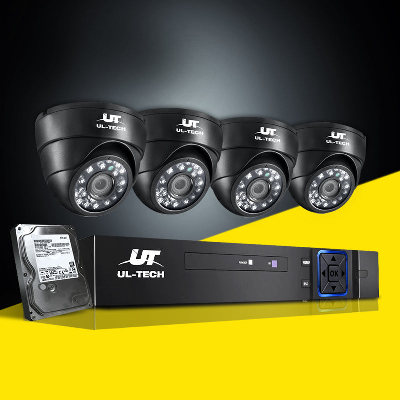 UL-tech CCTV Camera Security System Home 8CH DVR 1080P 4 Dome cameras with 1TB Hard Drive - Sale Now