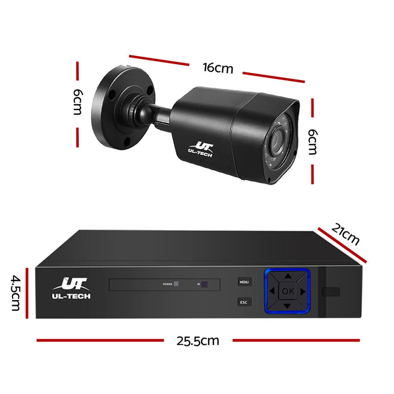 UL-TECH 8CH 5 IN 1 DVR CCTV Security System Video Recorder /w 4 Cameras 1080P HDMI Black - Sale Now