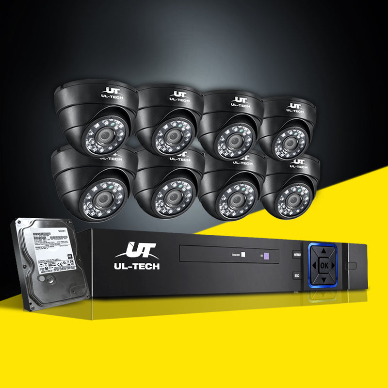 UL-tech CCTV 8 Dome Cameras Home Security System 8CH DVR 1080P 1TB IP Day Night - Sale Now