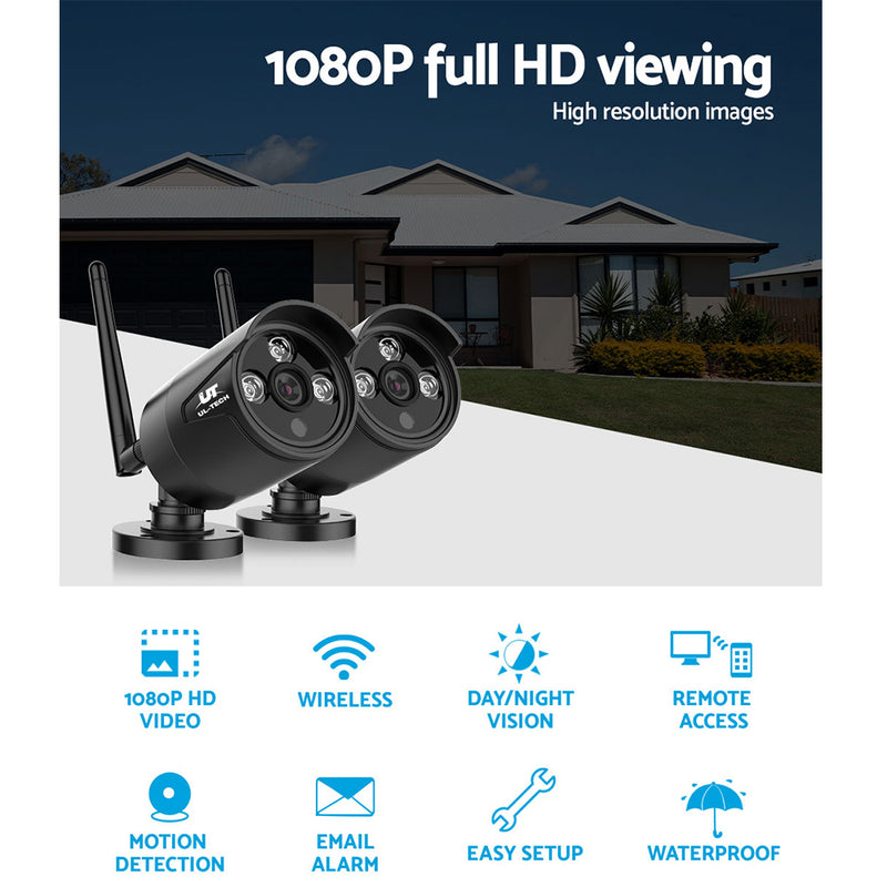 UL-tech Wireless CCTV System 2 Camera Set For DVR Outdoor Long Range 1080P - Sale Now
