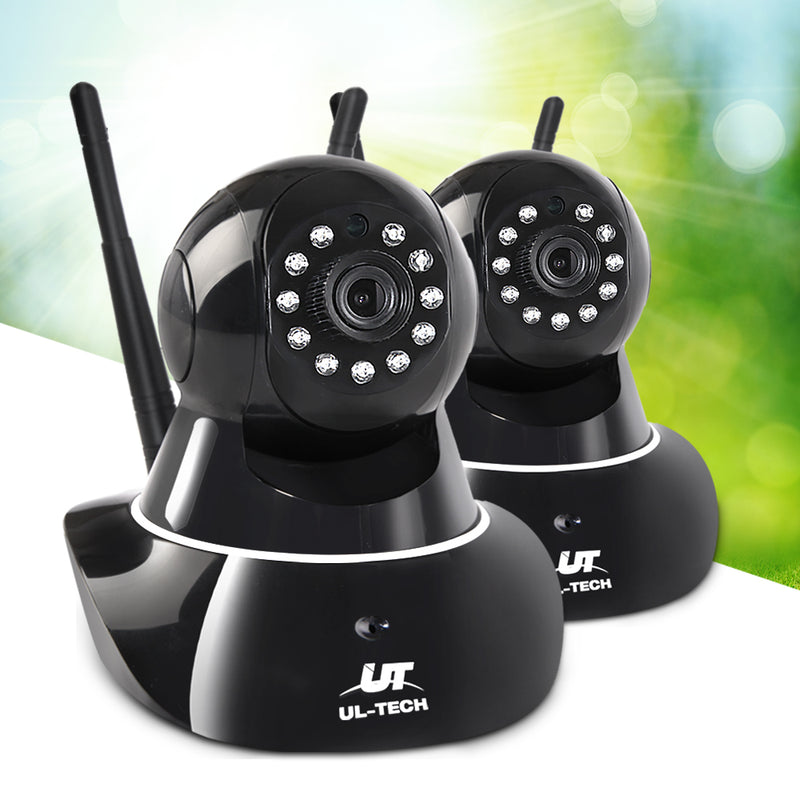 UL Tech Set of 2 1080P Wireless IP Cameras - Black - Sale Now