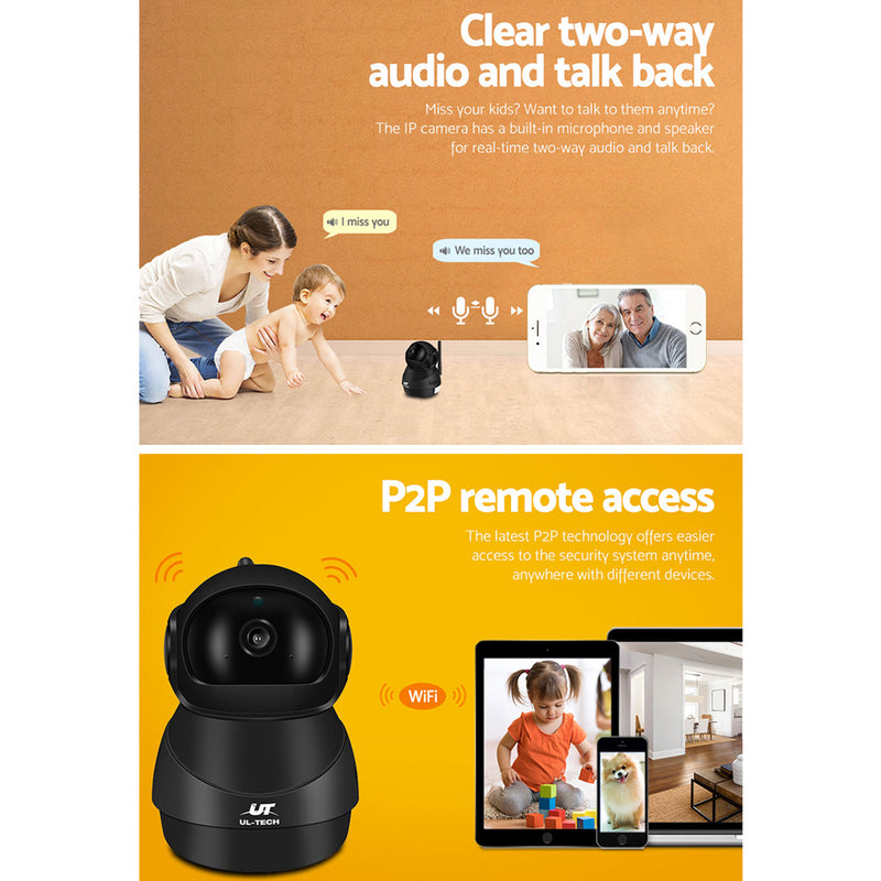 UL-TECH 1080P Wireless IP Camera CCTV Security System Baby Monitor Black - Sale Now