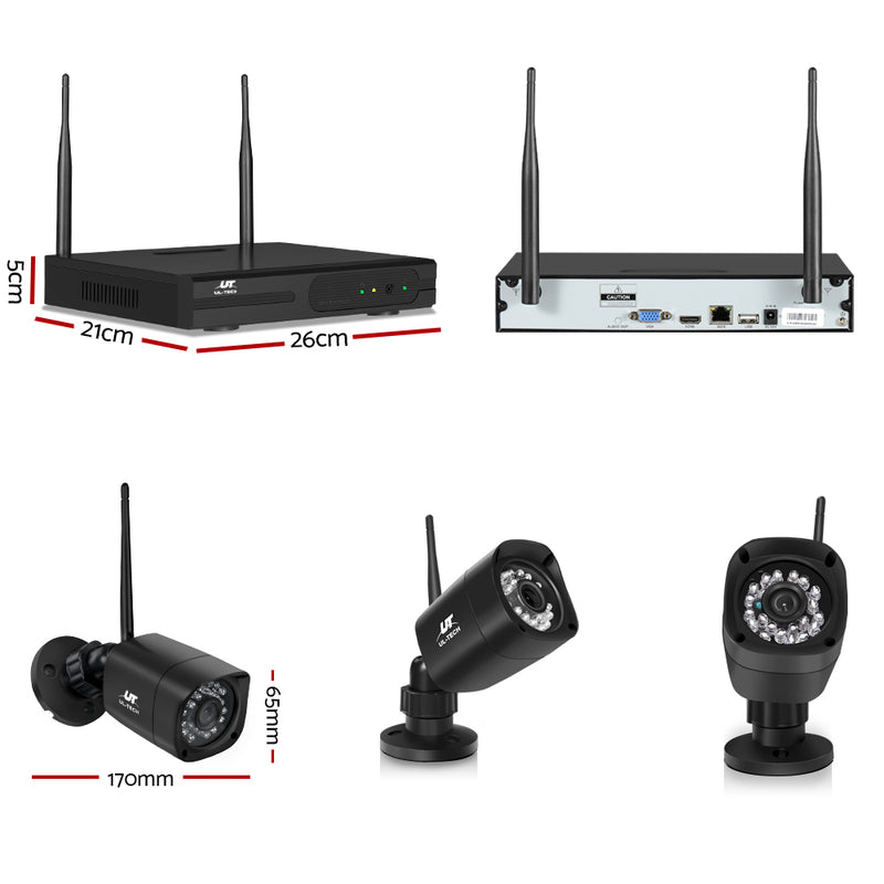 UL-TECH 1080P 4CH NVR Wireless 4 Security Cameras Set - Sale Now