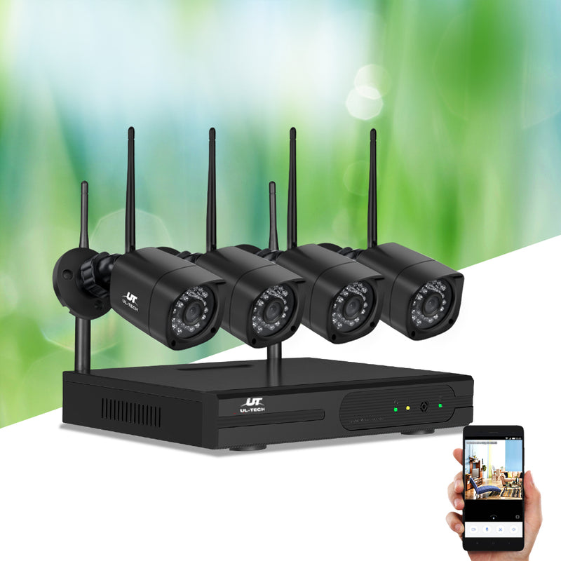 UL-tech CCTV Wireless Security Camera System 4CH Home Outdoor WIFI 4 Square Cameras Kit 1TB - Sale Now