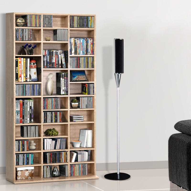 Artiss 528 DVD 1116 CD Storage Shelf Media Rack Stand Cupboard Book Unit Oak - Sale Now