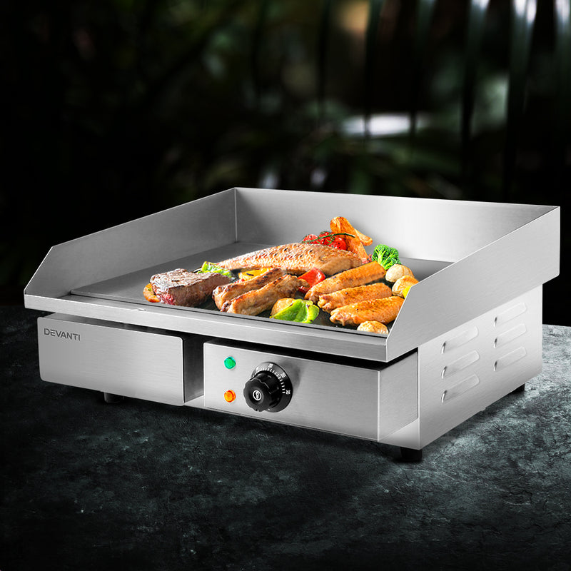 Devanti 3000W Electric Griddle Hot Plate - Stainless Steel - Sale Now
