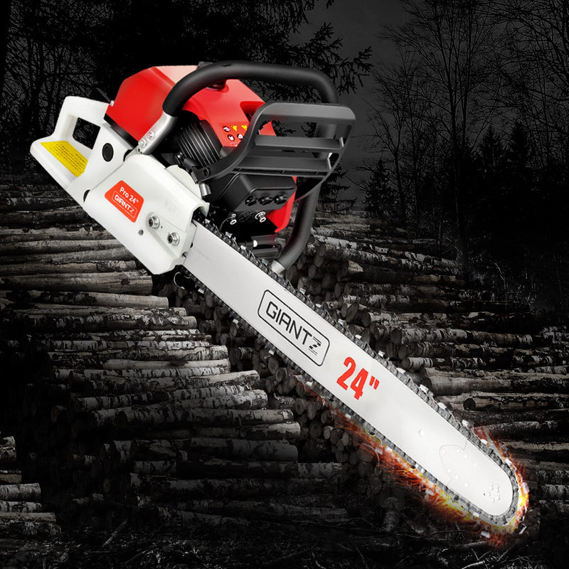 Giantz 92CC Commercial Petrol Chainsaw - Red & White - Sale Now