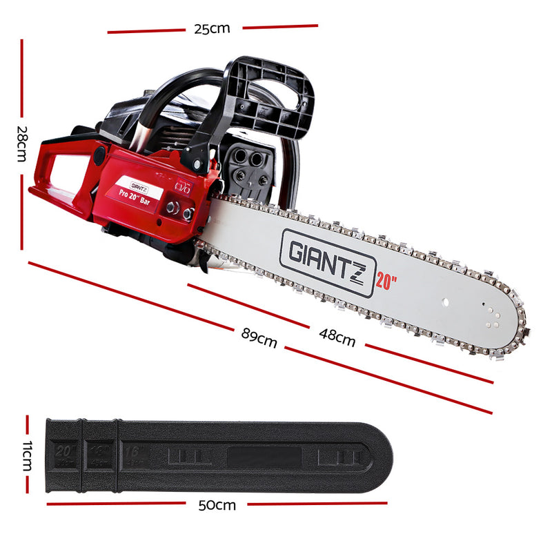 GIANTZ 52CC Petrol Commercial Chainsaw Chain Saw Bar E-Start Black - Sale Now