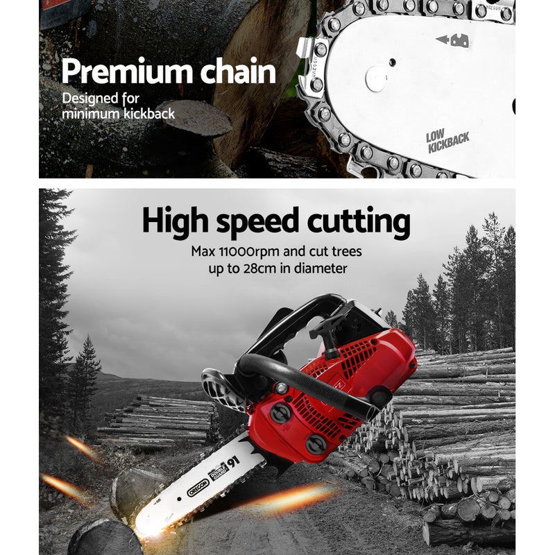 Giantz Chainsaw Chainsaws 10” Oregon Petrol Cordless 25cc Top Handle Chains Saw - Sale Now