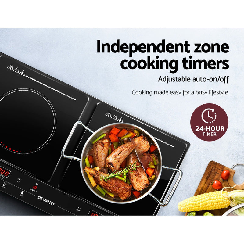 Devanti Induction Cooktop Portable Cooker Ceramic Cook Top Electric Hob Kitchen - Sale Now