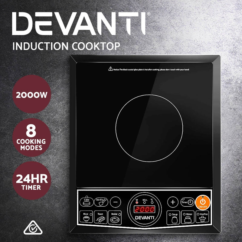 Devanti Portable Single Ceramic Electric Induction Cook Top - Black - Sale Now