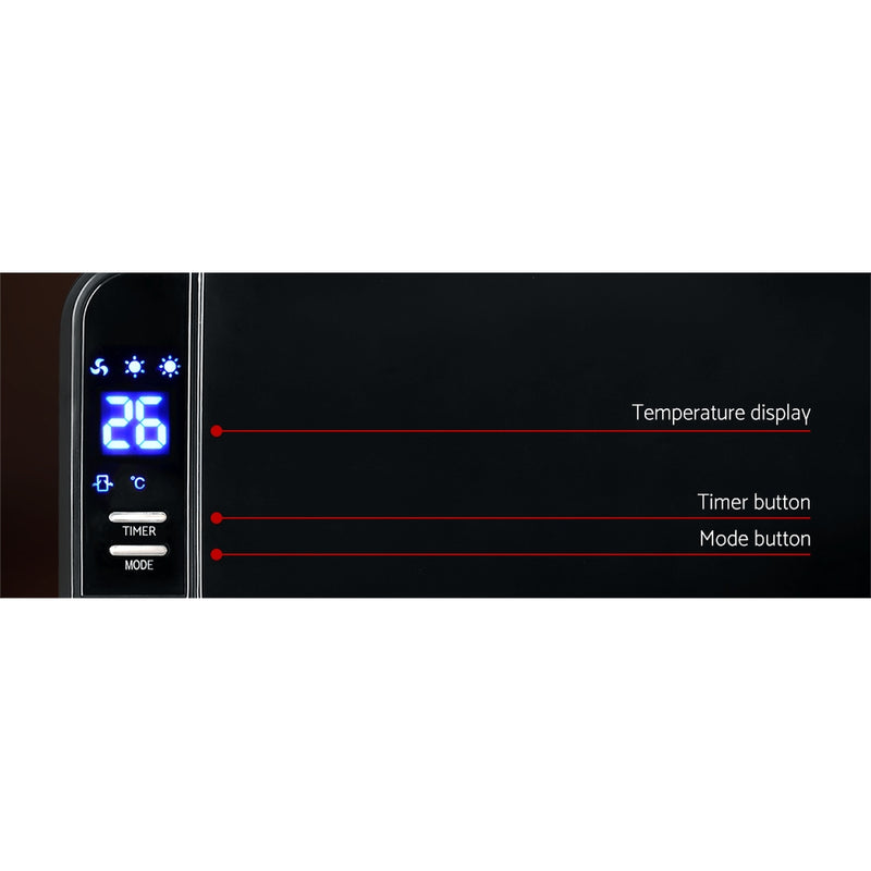 Devanti 2000W Wall Mounted Panel Heater - Black - Sale Now
