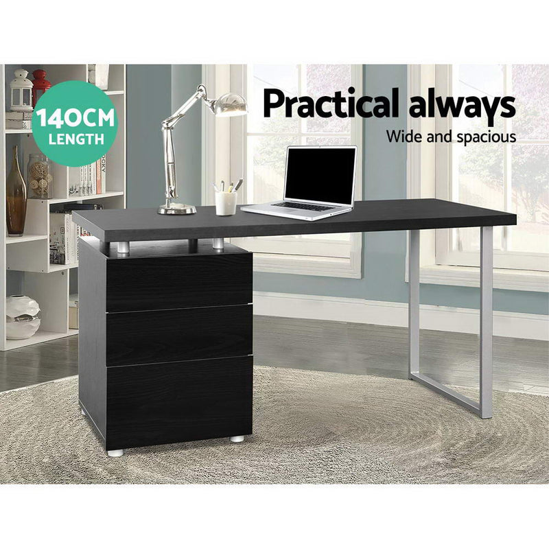Artiss Metal Desk with 3 Drawers - Black - Sale Now