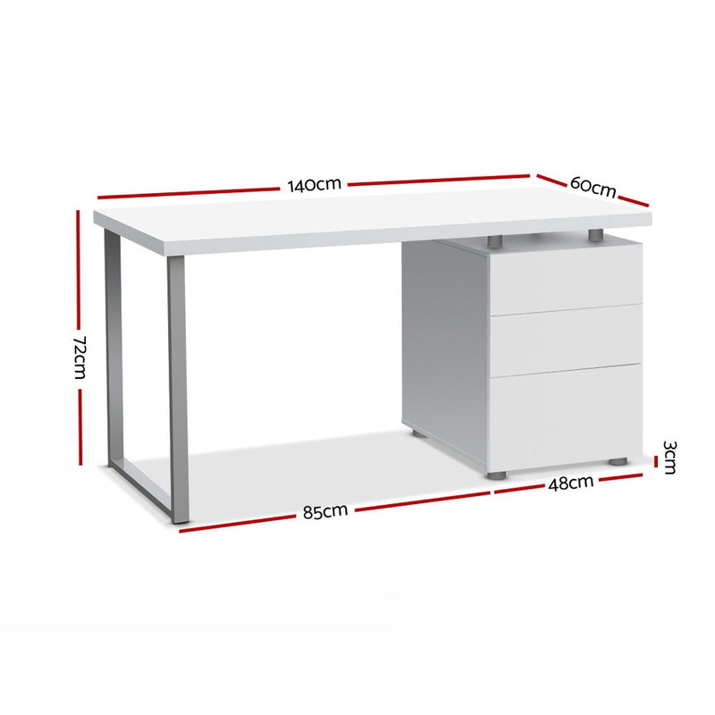 Artiss Metal Desk with 3 Drawers - White - Sale Now