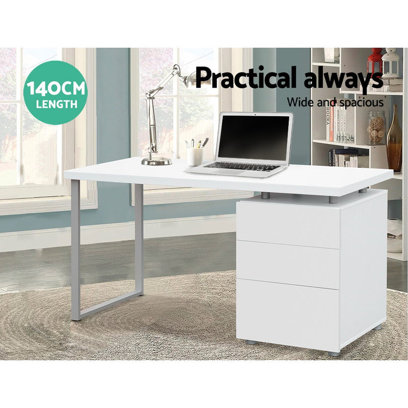 Artiss Metal Desk with 3 Drawers - White - Sale Now