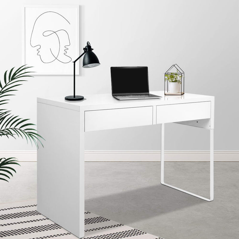 Artiss Metal Desk with 2 Drawers - White - Sale Now