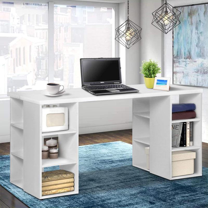 Artiss 3 Level Desk with Storage & Bookshelf - White - Sale Now