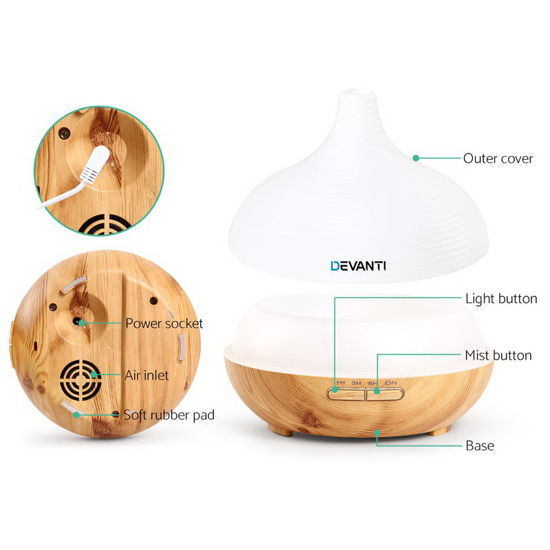 DEVANTi Aroma Diffuser Air Humidifier Night Light 300ml - Sale Now