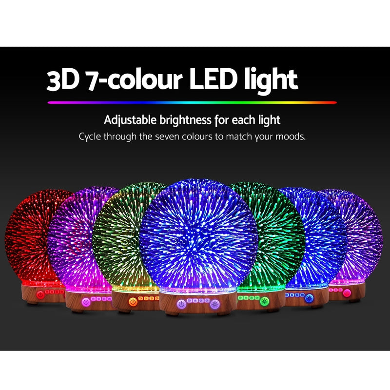 Devanti Aromatherapy Diffuser Aroma Humidifier Ultrasonic 3D Firework Light Oil - Sale Now