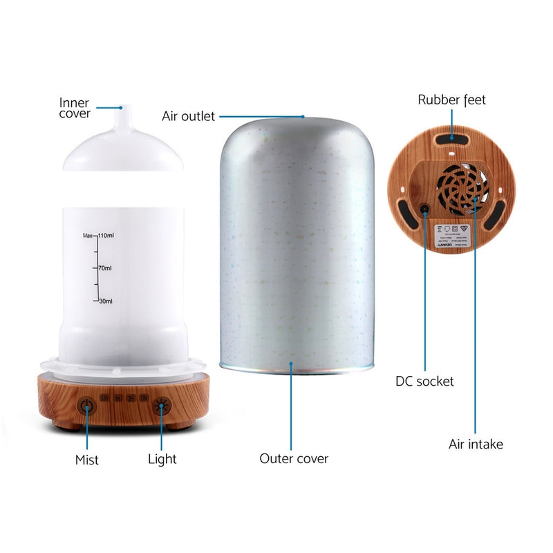Devanti Aromatherapy Diffuser Aroma Humidifier Ultrasonic 3D Light Essential Oil - Sale Now