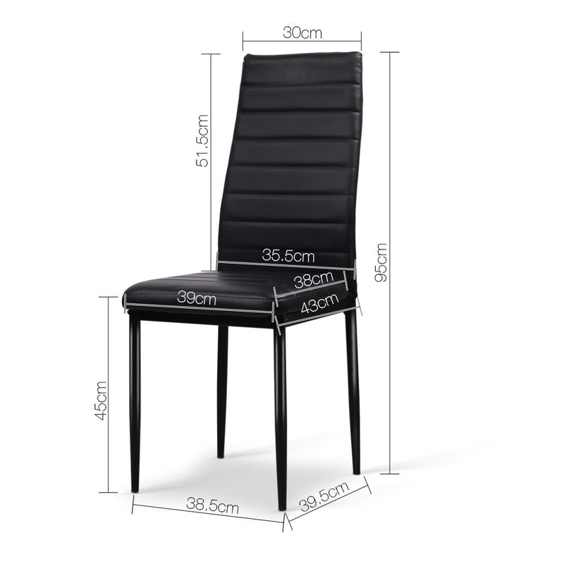 Artiss Set of 4 Dining Chairs PVC Leather - Black - Sale Now